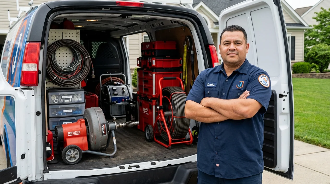 Professional drain cleaning equipment and Johns Plumbing LLC plumber in Gladewater
