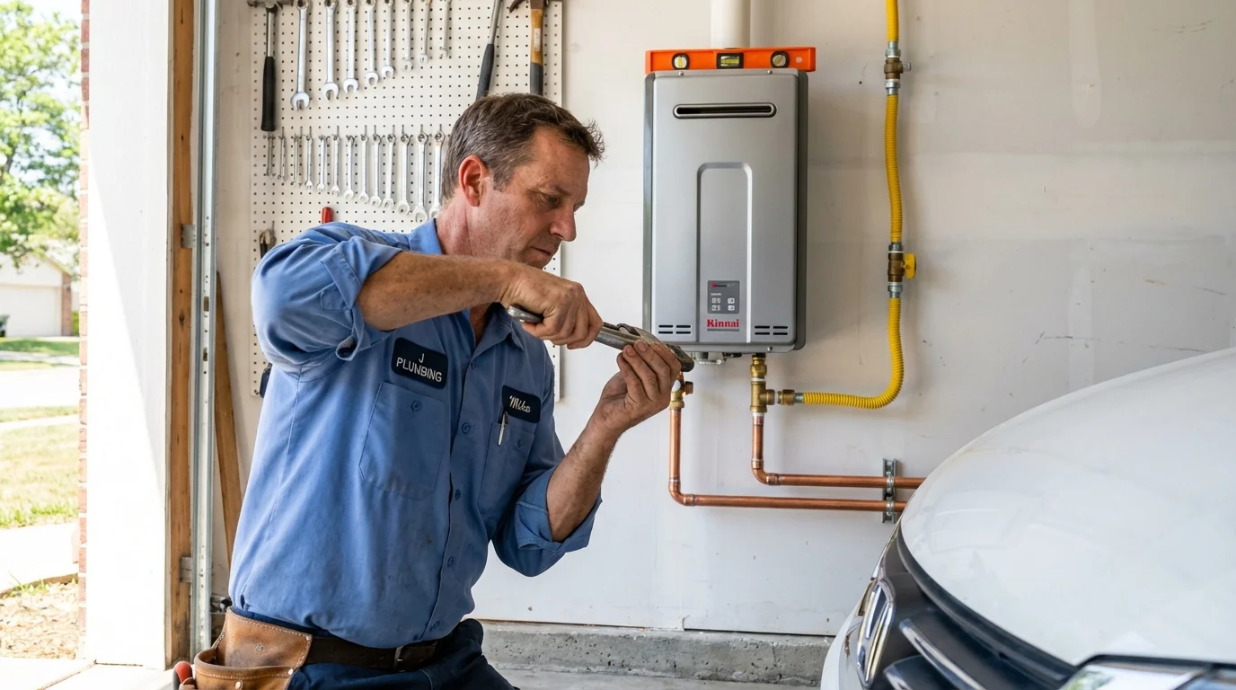 Tankless water heater installation by a Johns Plumbing LLC plumber in Gladewater